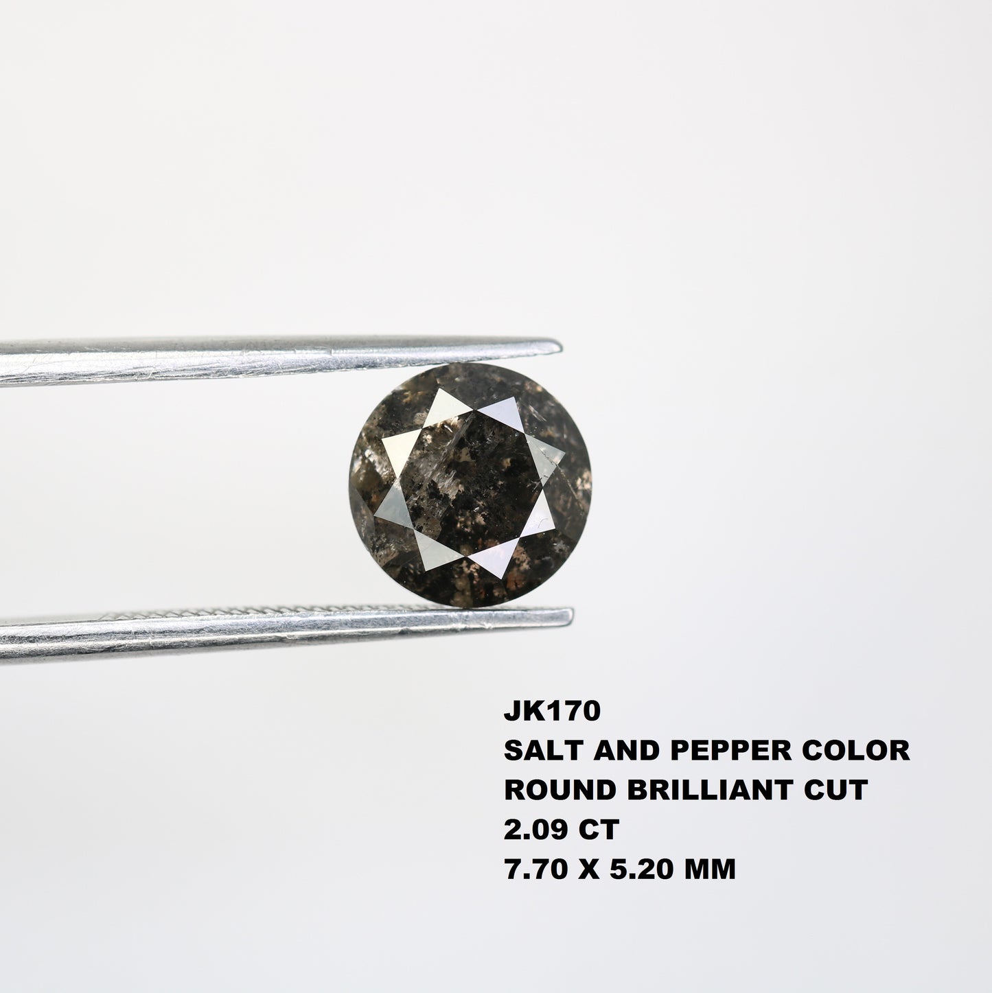 2.09 CT Loose Round Brilliant Cut Salt And Pepper Diamond For Galaxy Ring - JayKrishna Diamond