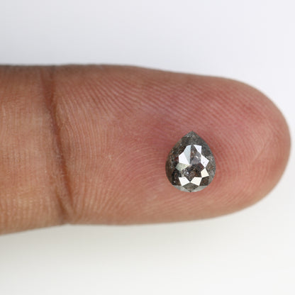 1.08 CT 6.90 MM Pear Shape Salt And Pepper Diamond For Engagement Ring - JayKrishna Diamond
