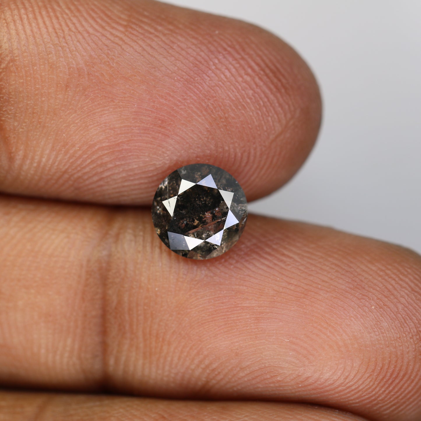 2.09 CT Loose Round Brilliant Cut Salt And Pepper Diamond For Galaxy Ring - JayKrishna Diamond