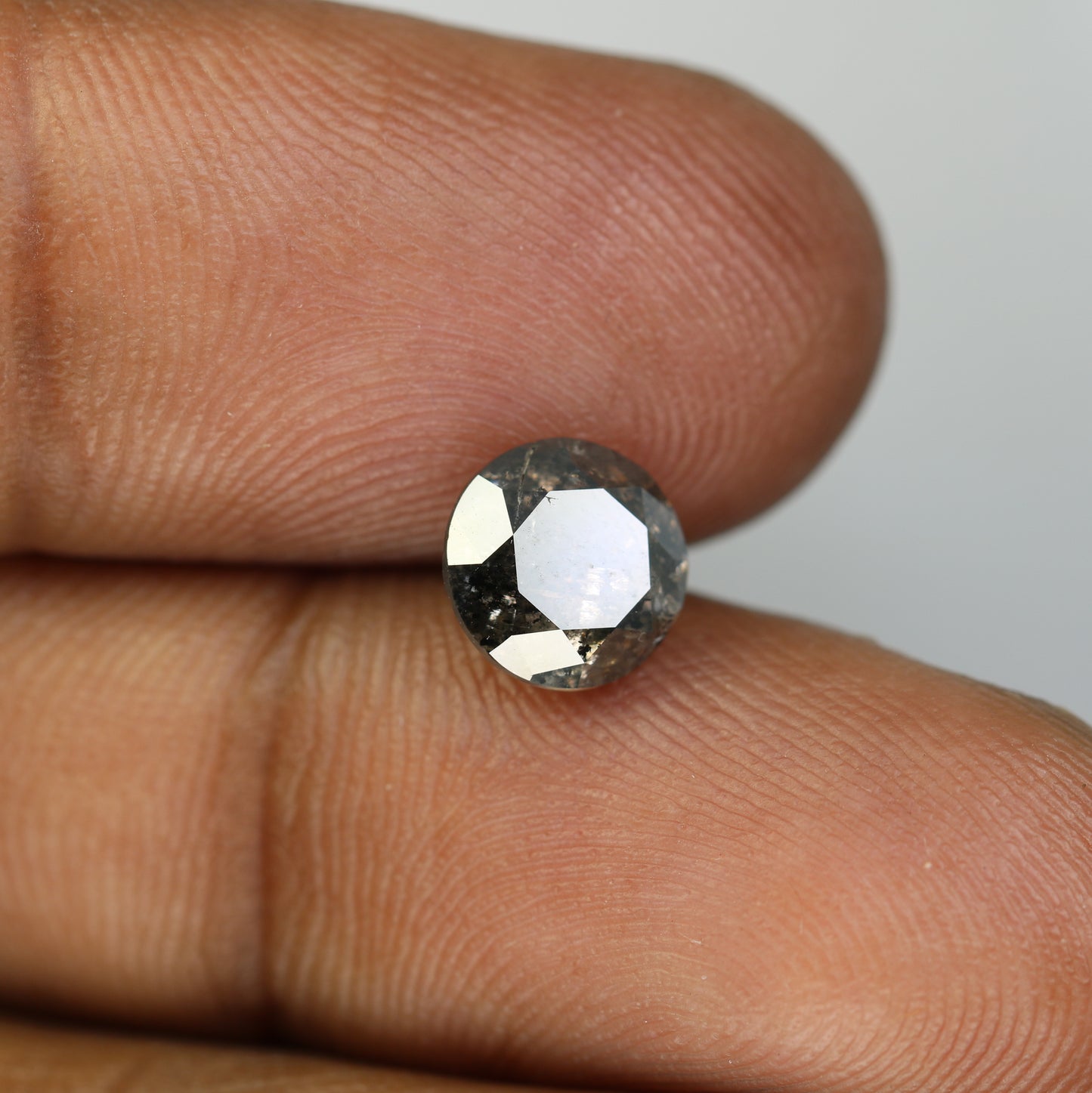 2.09 CT Loose Round Brilliant Cut Salt And Pepper Diamond For Galaxy Ring - JayKrishna Diamond