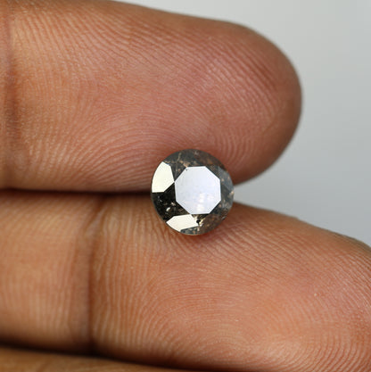 2.09 CT Loose Round Brilliant Cut Salt And Pepper Diamond For Galaxy Ring - JayKrishna Diamond