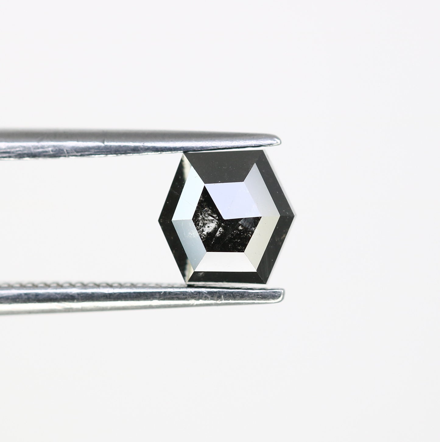 1.11 CT Loose Salt And Pepper Hexagon Cut 5.60 MM Diamond For Wedding Ring - JayKrishna Diamond