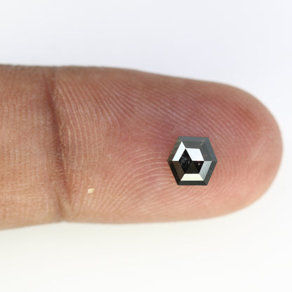 1.11 CT Loose Salt And Pepper Hexagon Cut 5.60 MM Diamond For Wedding Ring - JayKrishna Diamond