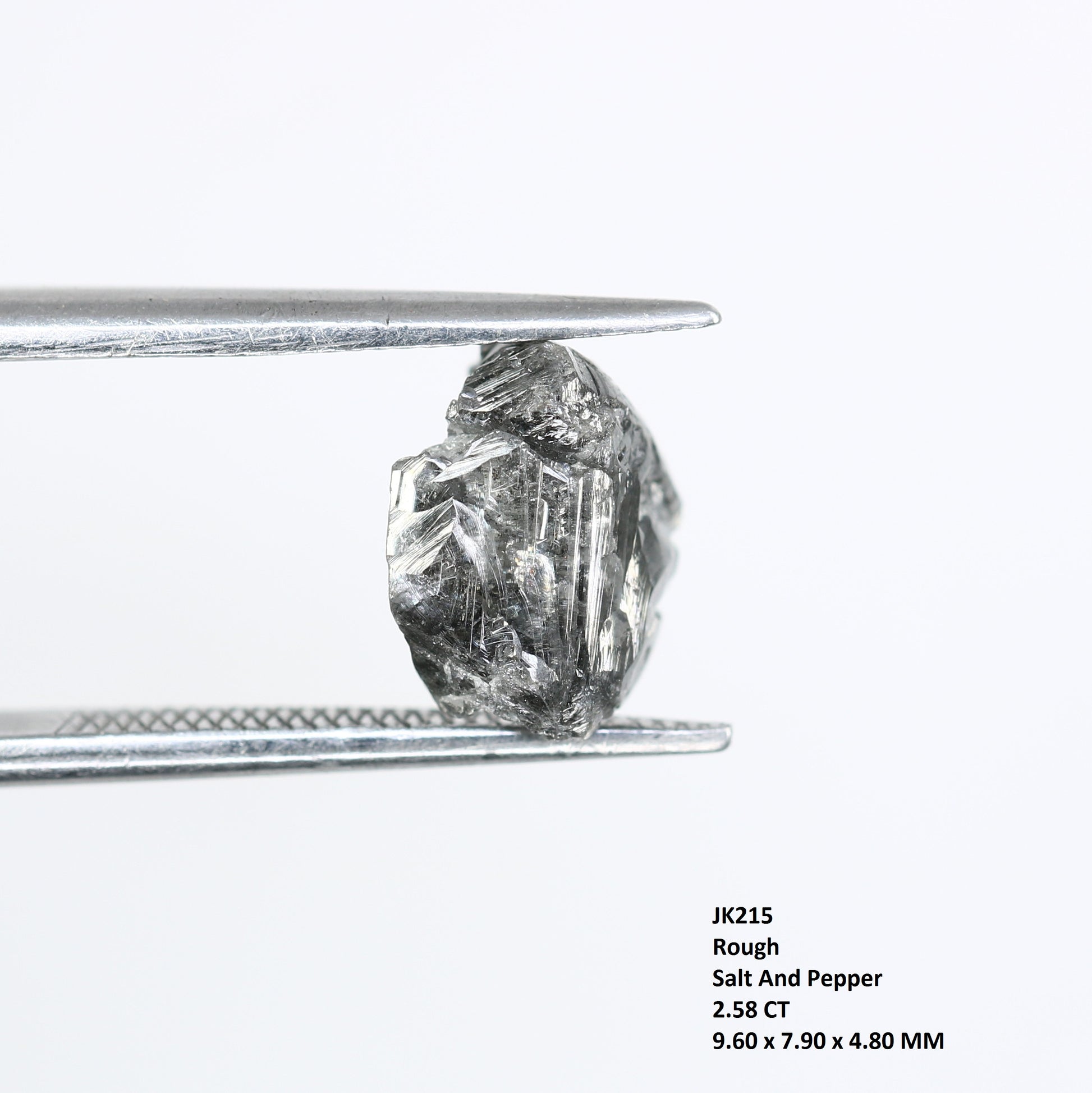 2.58 CT Rough Raw Uncut Salt And Pepper Diamond For Engagement Ring - JayKrishna Diamond