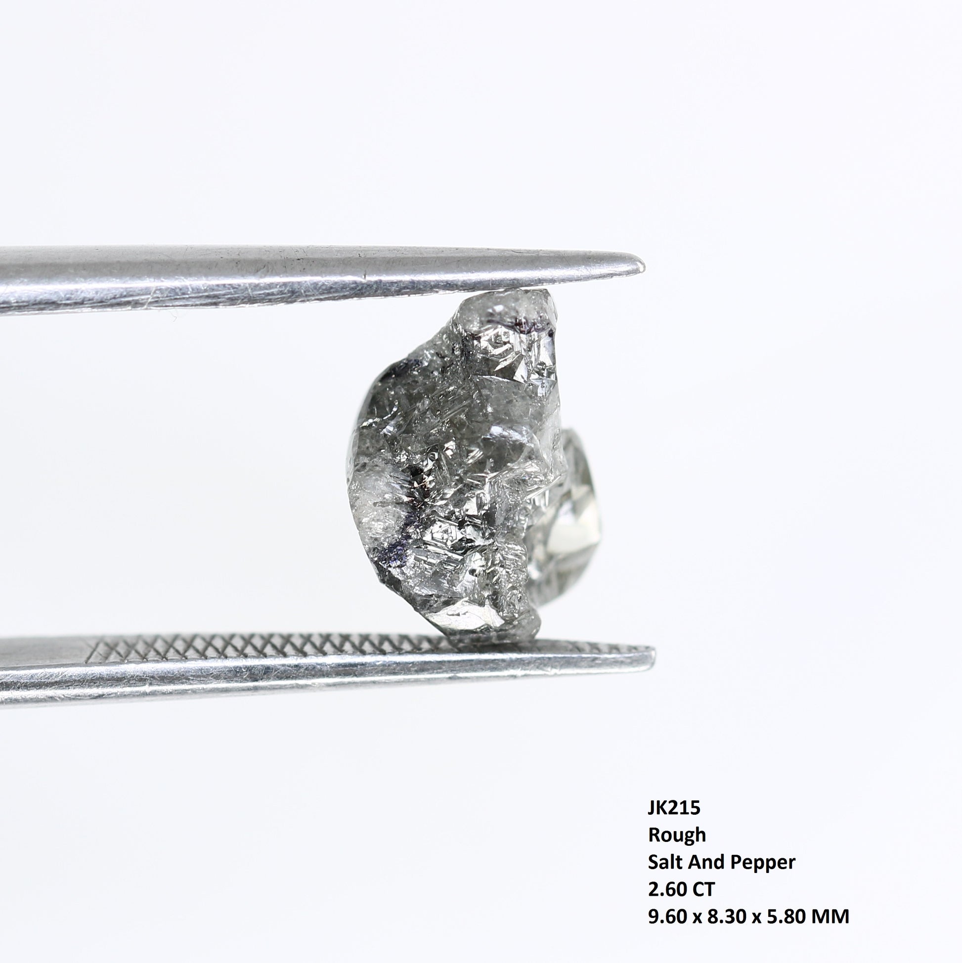 2.60 CT Uncut Rough Raw Salt And Pepper Diamond For Engagement Ring - JayKrishna Diamond