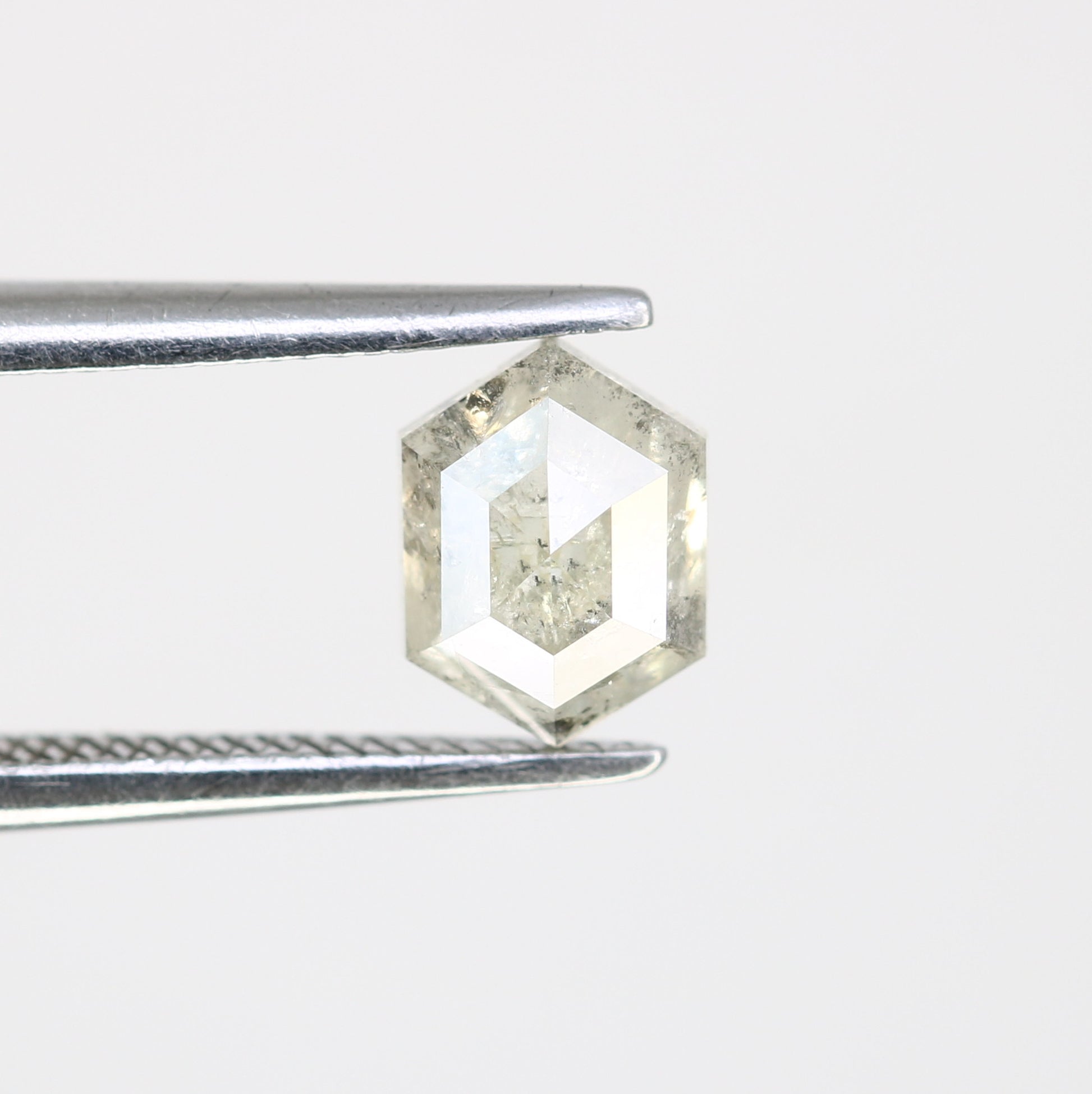 0.94 CT Salt And Pepper Elongated Hexagon Shape 6.50 MM Diamond For Engagement Ring - JayKrishna Diamond