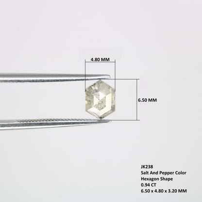 0.94 CT Salt And Pepper Elongated Hexagon Shape 6.50 MM Diamond For Engagement Ring - JayKrishna Diamond