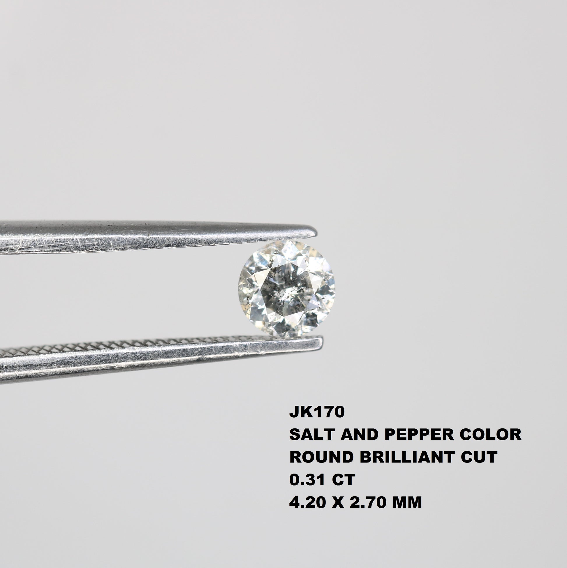 0.31 CT Natural Loose Round Brilliant Cut Salt and Pepper Diamond – Perfect for Galaxy Rings | Unique Salt and Pepper Round Diamond - JayKrishna Diamond
