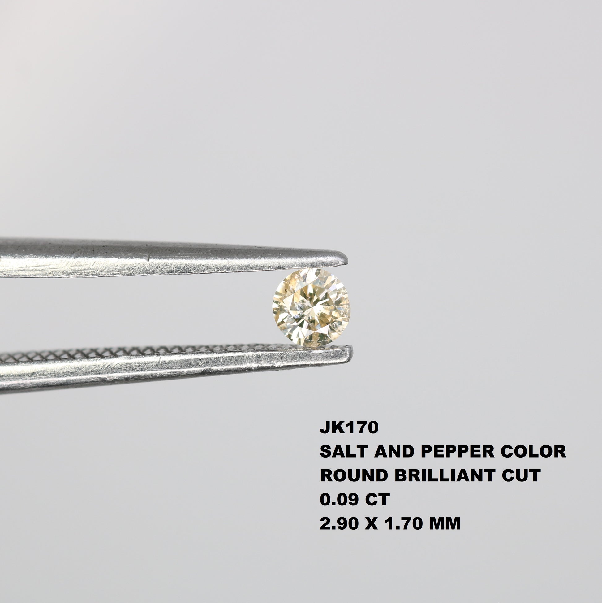 0.09 CT Natural Light Yellow Round Brilliant Cut Salt and Pepper Diamond for Custom Engagement Rings & Unique Jewelry - JayKrishna Diamond