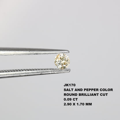 0.09 CT Natural Light Yellow Round Brilliant Cut Salt and Pepper Diamond for Custom Engagement Rings & Unique Jewelry - JayKrishna Diamond