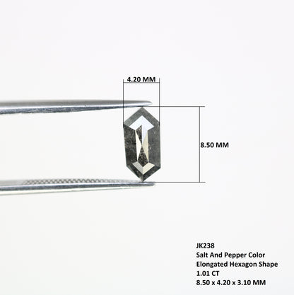 1.01 CT Elongated Hexagon Shape Salt And Pepper 8.50 MM Diamond For Engagement Ring - JayKrishna Diamond