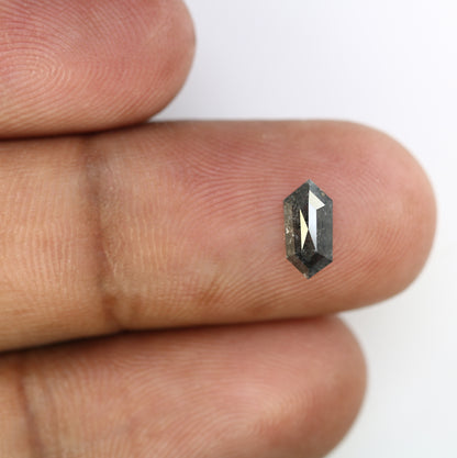 1.01 CT Elongated Hexagon Shape Salt And Pepper 8.50 MM Diamond For Engagement Ring - JayKrishna Diamond