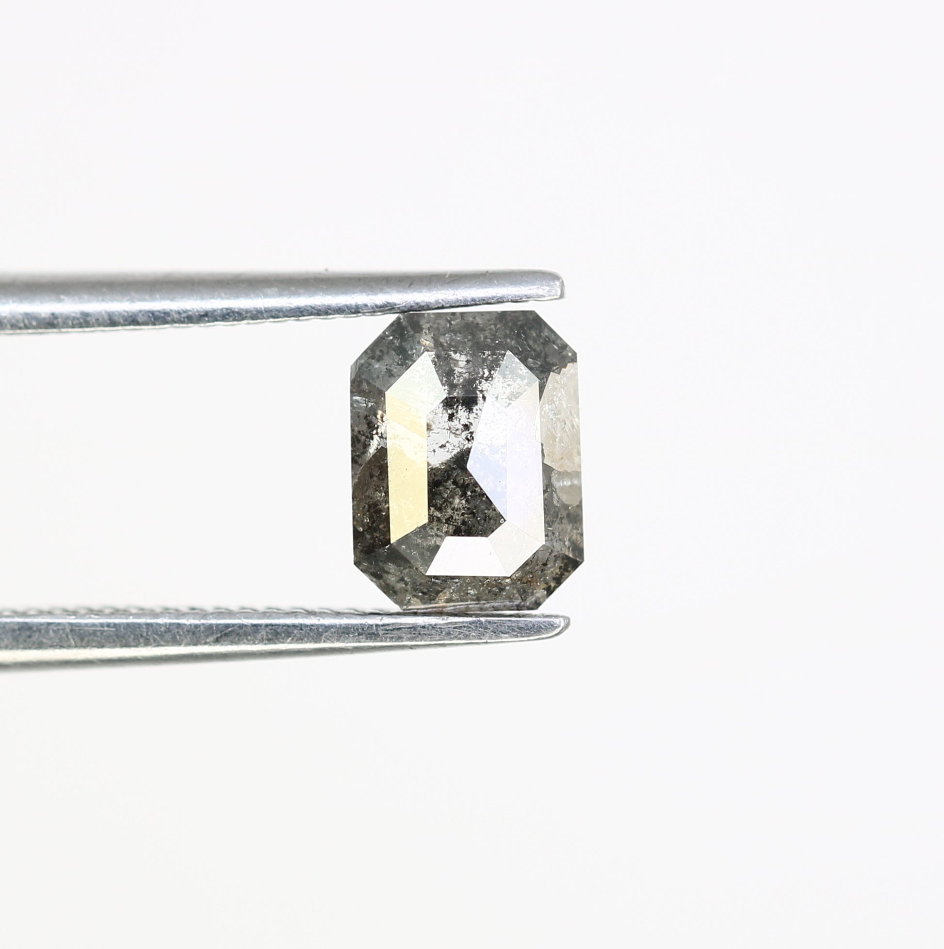 0.83 CT Emerald Shape Salt And Pepper 6.20 MM Diamond For Engagement Ring - JayKrishna Diamond