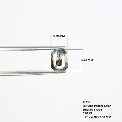 0.83 CT Emerald Shape Salt And Pepper 6.20 MM Diamond For Engagement Ring - JayKrishna Diamond