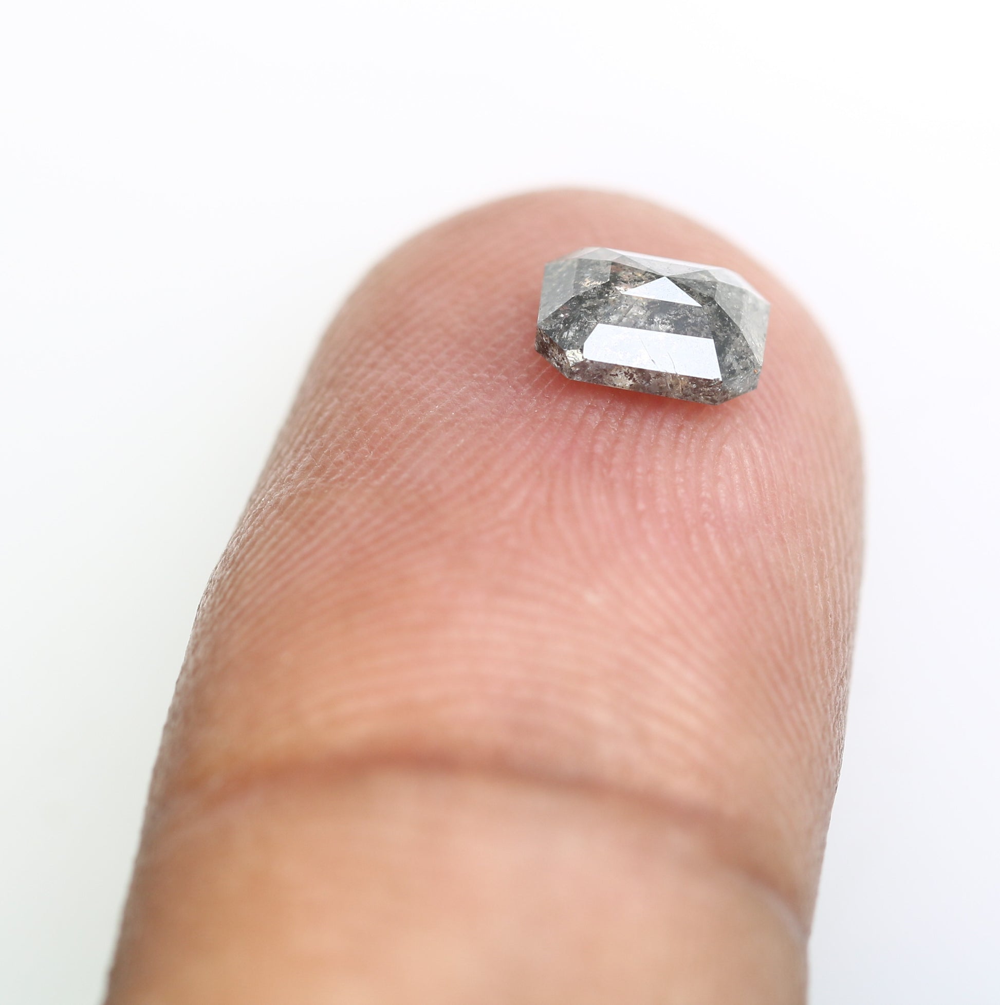 0.83 CT Emerald Shape Salt And Pepper 6.20 MM Diamond For Engagement Ring - JayKrishna Diamond