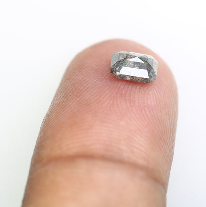 0.83 CT Emerald Shape Salt And Pepper 6.20 MM Diamond For Engagement Ring - JayKrishna Diamond
