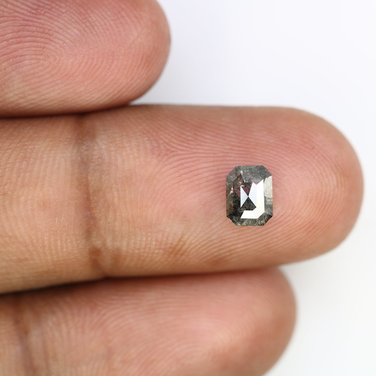 0.83 CT Emerald Shape Salt And Pepper 6.20 MM Diamond For Engagement Ring - JayKrishna Diamond