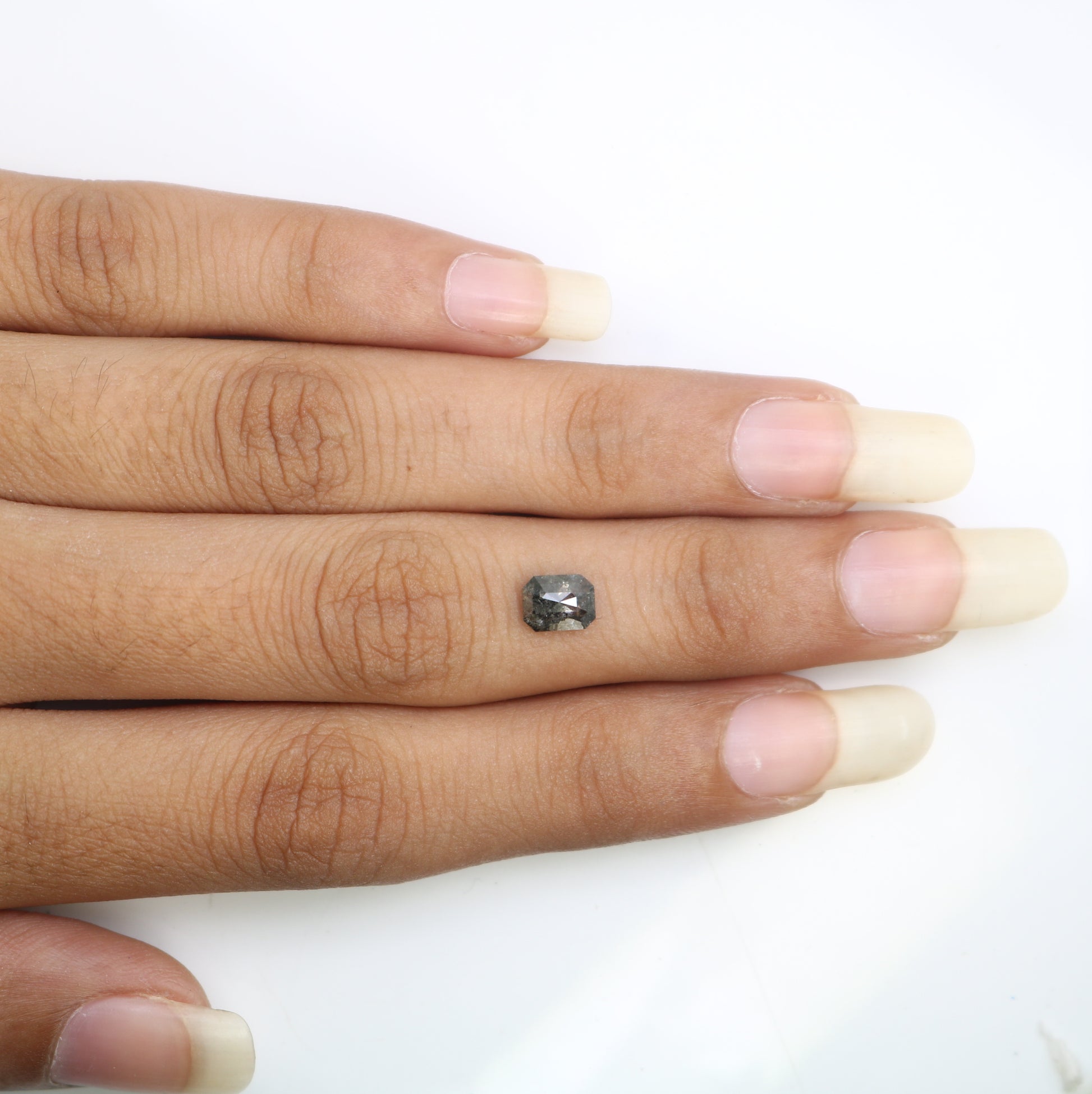 0.83 CT Emerald Shape Salt And Pepper 6.20 MM Diamond For Engagement Ring - JayKrishna Diamond