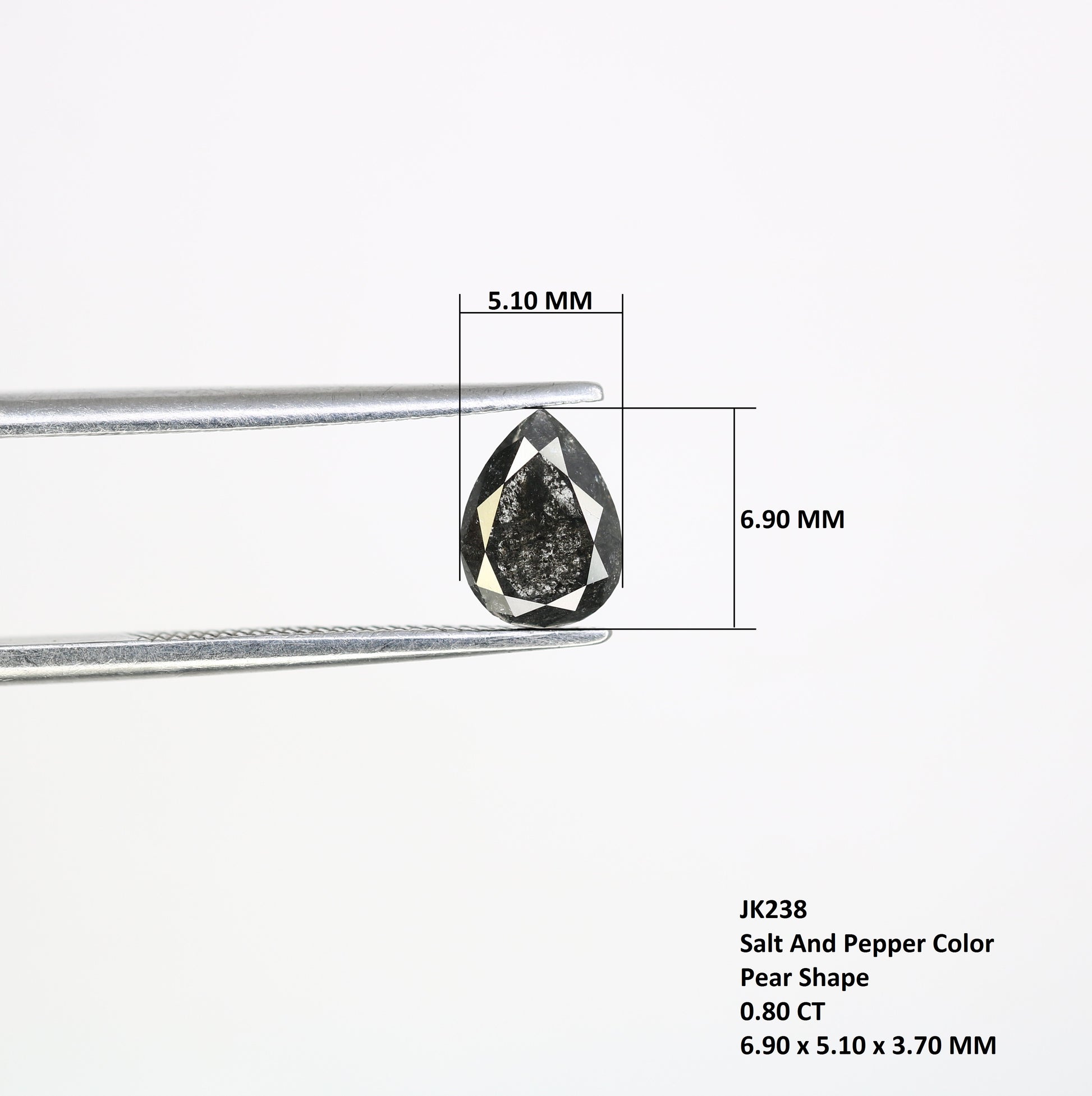 0.80 CT Pear Shape 6.90 MM Salt And Pepper Diamond For Engagement Ring - JayKrishna Diamond