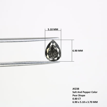 0.80 CT Pear Shape 6.90 MM Salt And Pepper Diamond For Engagement Ring - JayKrishna Diamond