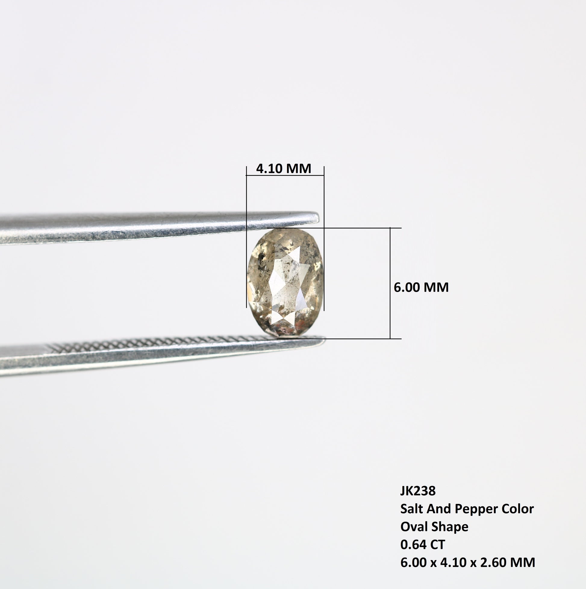 0.64 CT 6 MM Polished Oval Shape Natural Salt and Pepper Loose Diamond for a Distinctive Promise Ring: Elegant Gemstone Jewelry Piece - JayKrishna Diamond