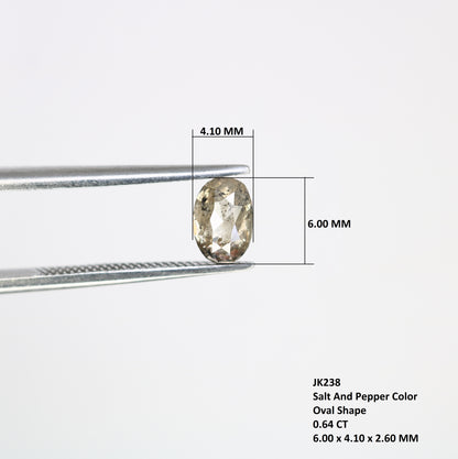 0.64 CT 6 MM Polished Oval Shape Natural Salt and Pepper Loose Diamond for a Distinctive Promise Ring: Elegant Gemstone Jewelry Piece - JayKrishna Diamond