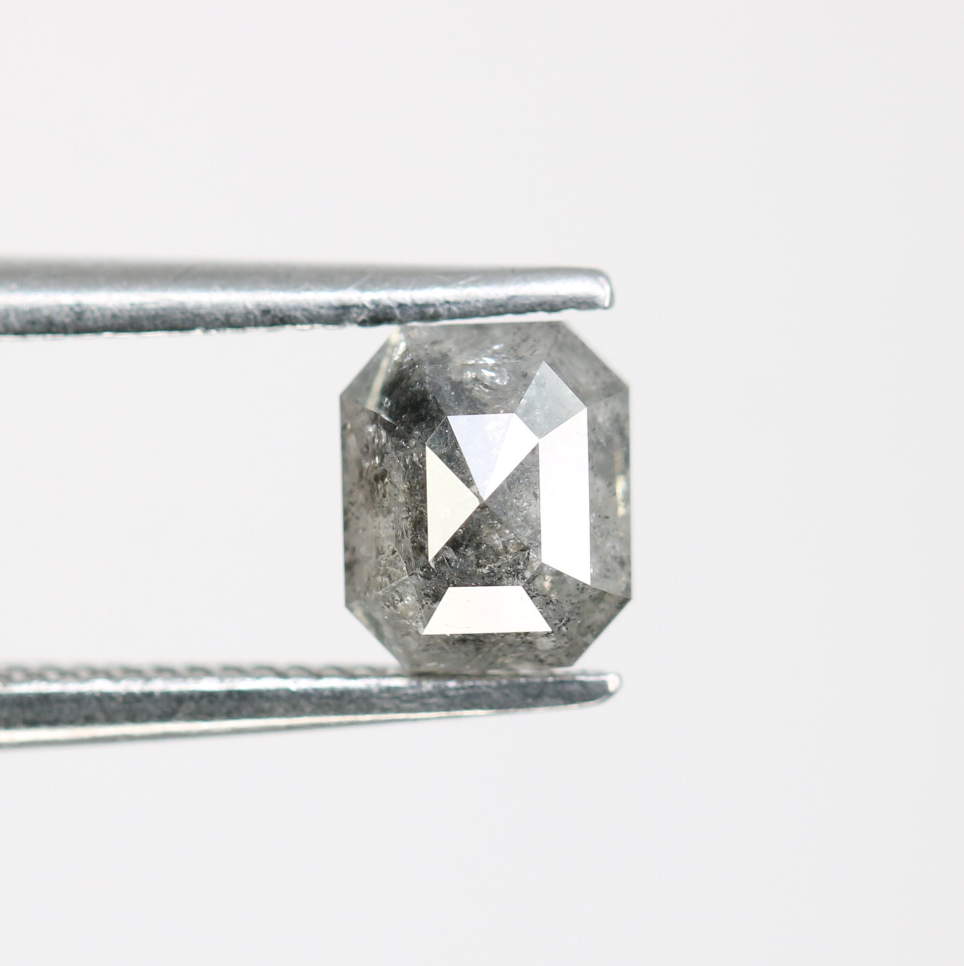 0.94 CT Emerald Shaped Natural Loose Salt And Pepper Diamond For Wedding Ring - JayKrishna Diamond