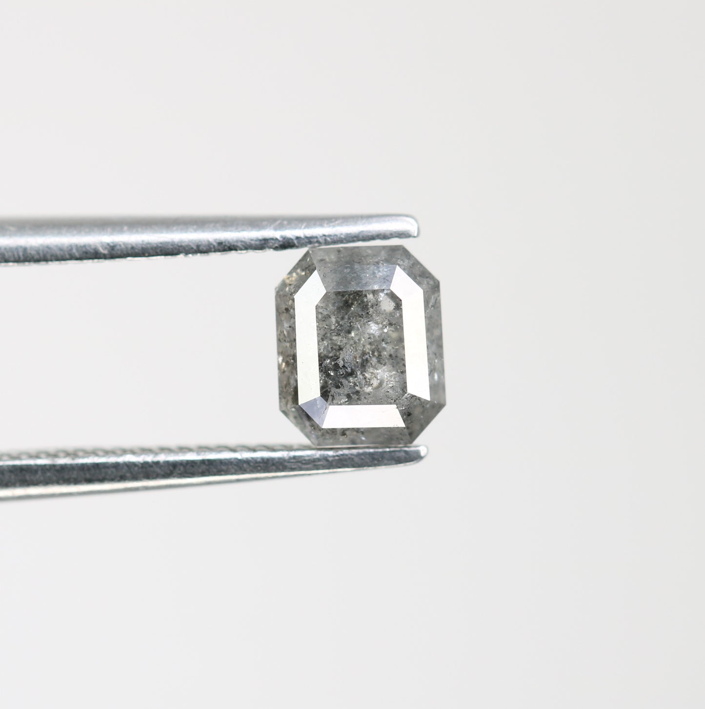 0.94 CT Emerald Shaped Natural Loose Salt And Pepper Diamond For Wedding Ring - JayKrishna Diamond