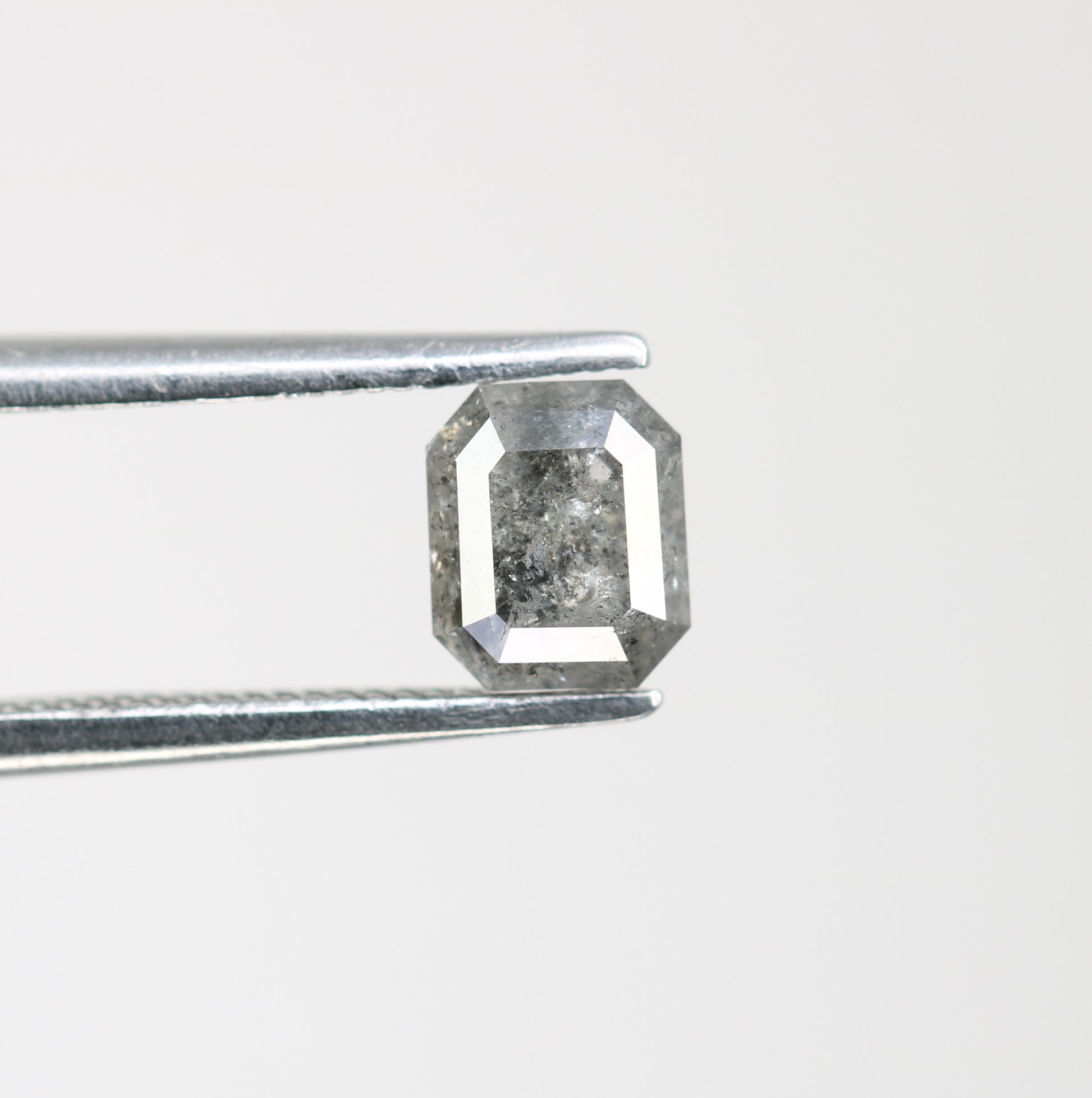 0.94 CT Emerald Shaped Natural Loose Salt And Pepper Diamond For Wedding Ring - JayKrishna Diamond