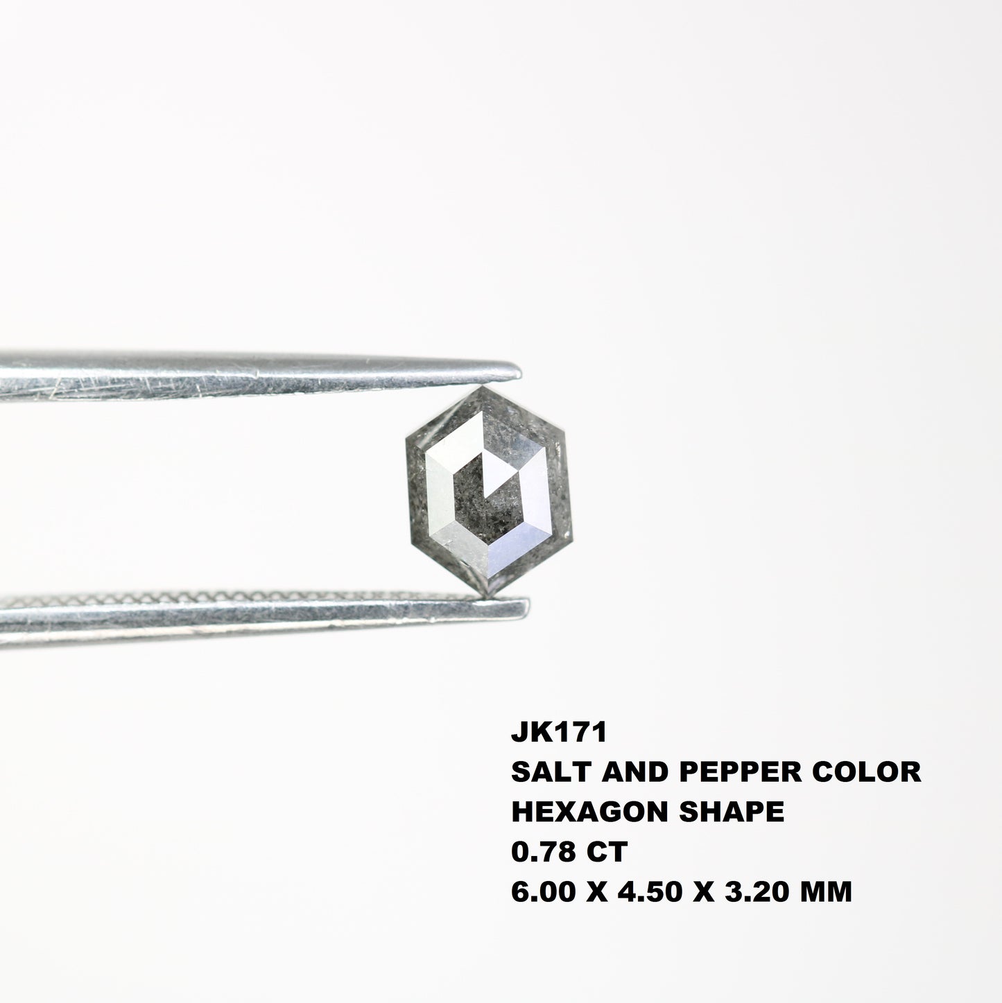 0.78 Carat Elongated Hexagon Shaped Loose Salt And Pepper Diamond Ring - JayKrishna Diamond