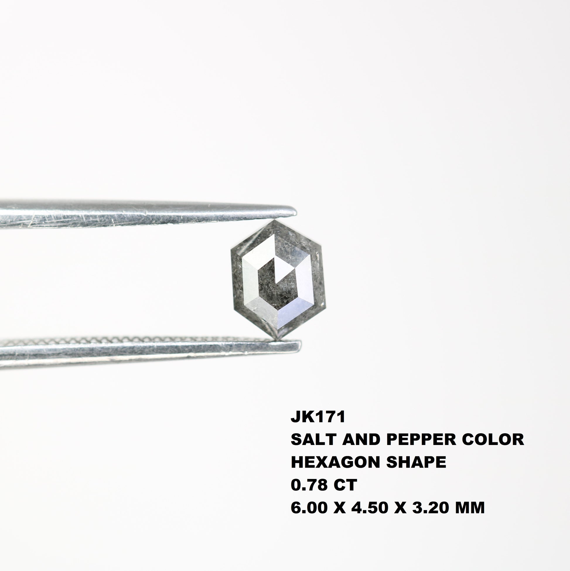 0.78 Carat Elongated Hexagon Shaped Loose Salt And Pepper Diamond Ring - JayKrishna Diamond