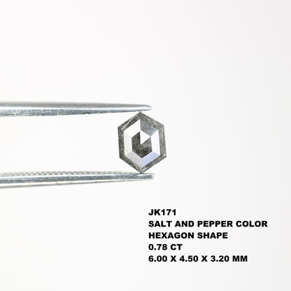 0.78 Carat Elongated Hexagon Shaped Loose Salt And Pepper Diamond Ring - JayKrishna Diamond
