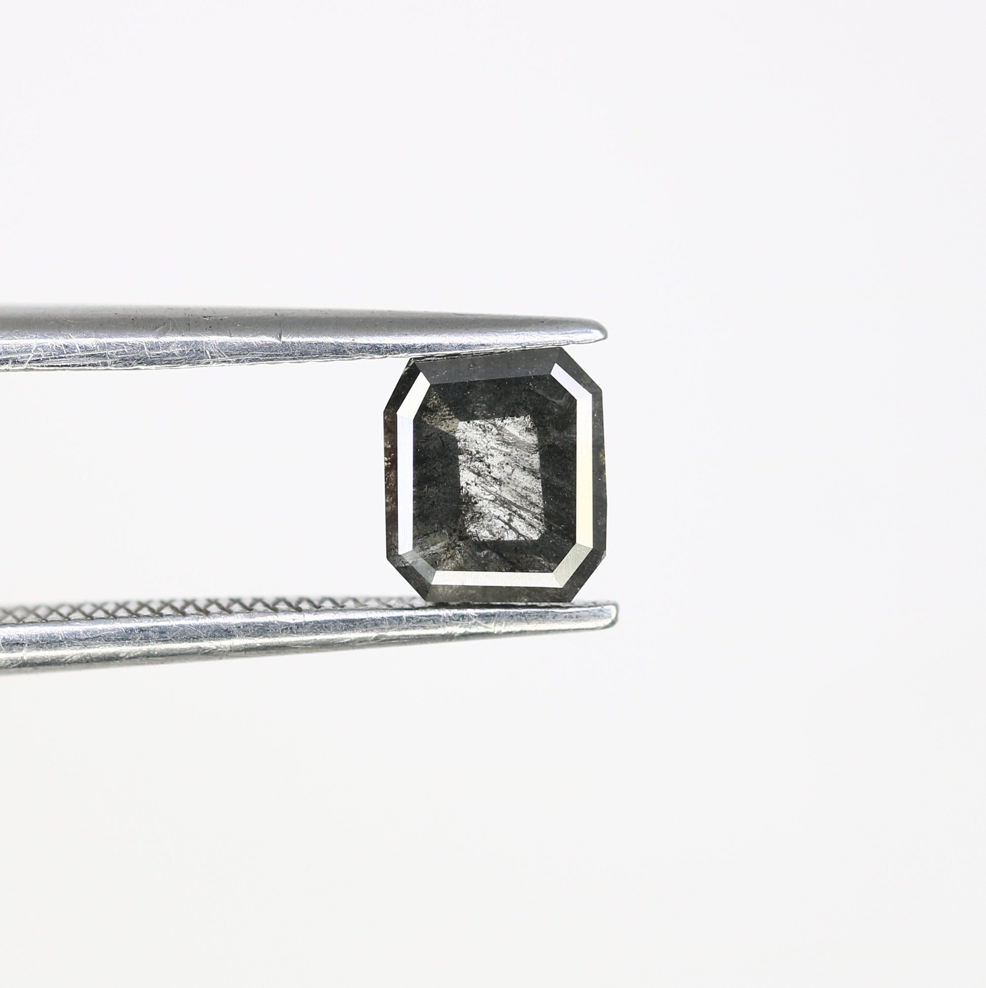 0.72 CT Emerald Shape Salt And Pepper 5.70 MM Diamond For Engagement Ring - JayKrishna Diamond