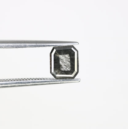 0.72 CT Emerald Shape Salt And Pepper 5.70 MM Diamond For Engagement Ring - JayKrishna Diamond