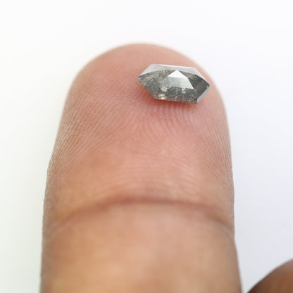 0.69 CT Elongated Hexagon Shape Salt And Pepper 6.90 MM Diamond For Wedding Ring - JayKrishna Diamond