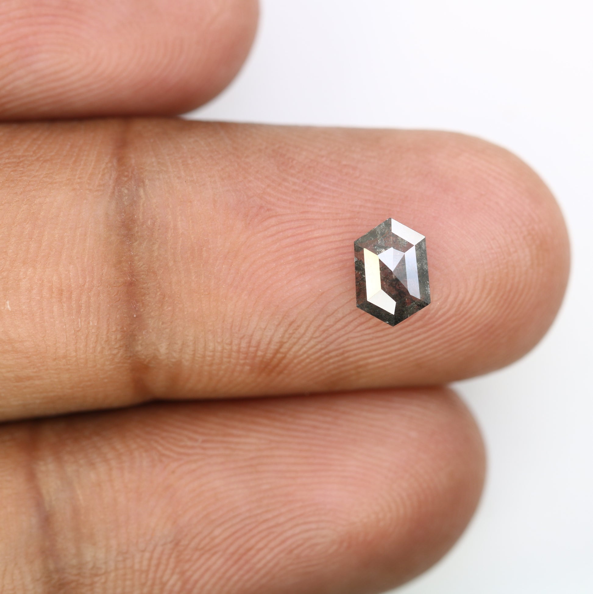 0.69 CT Elongated Hexagon Shape Salt And Pepper 6.90 MM Diamond For Wedding Ring - JayKrishna Diamond