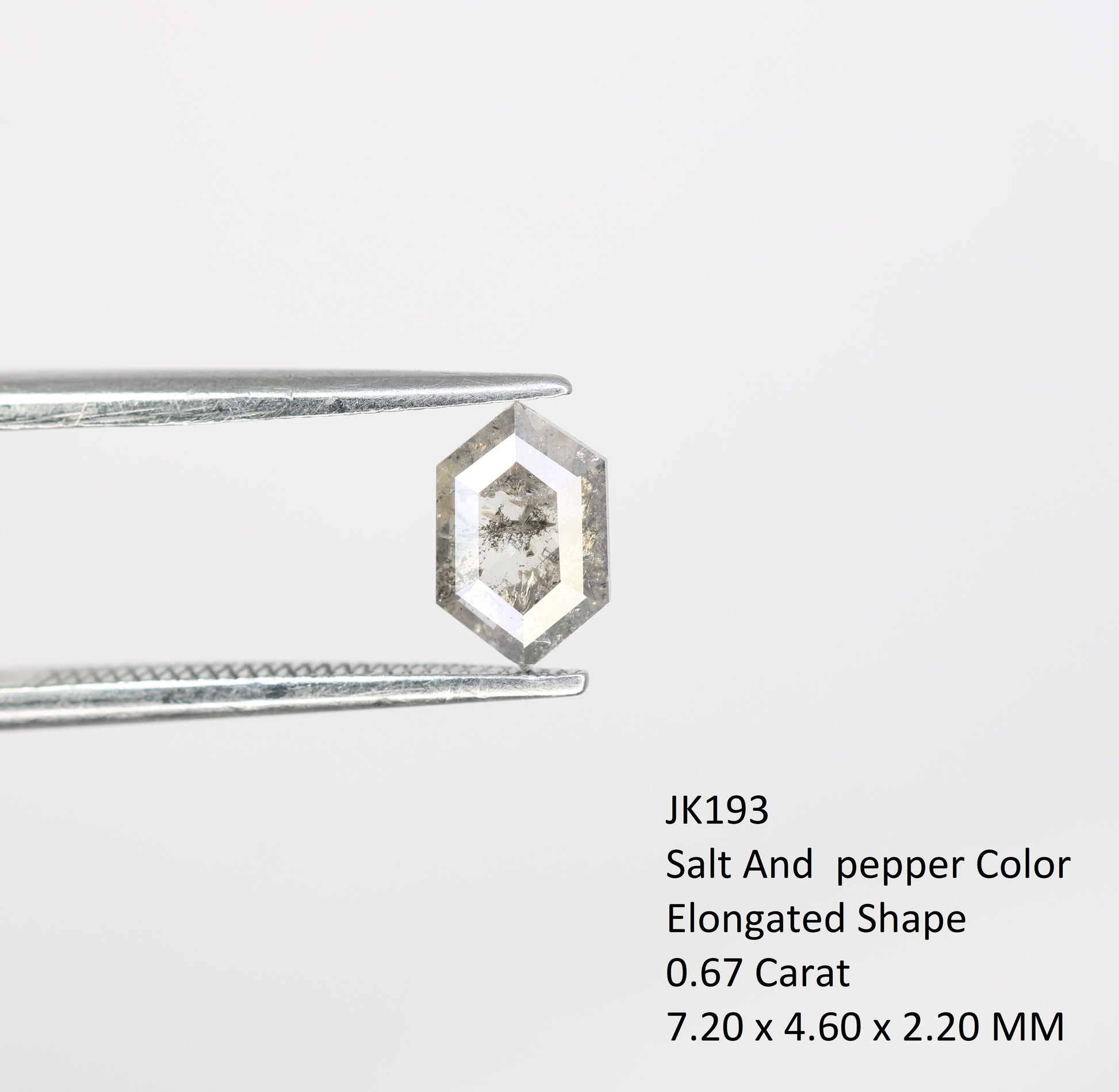 0.67 Carat Salt and Pepper Loose Elongated Hexagon Shaped Diamond for Galaxy Ring - Unique Gemstone for Celestial-Inspired Jewelry Creations - JayKrishna Diamond