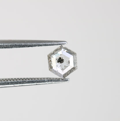 0.57 Carat Natural Hexagon Salt and Pepper Diamond – Elegant Loose Gem for Custom Wedding Rings - JayKrishna Diamond