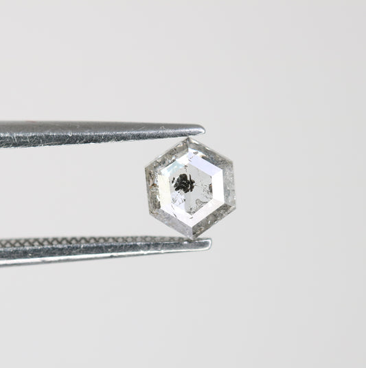 0.57 Carat Natural Hexagon Salt and Pepper Diamond – Elegant Loose Gem for Custom Wedding Rings - JayKrishna Diamond
