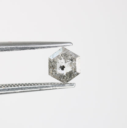 0.57 Carat Natural Hexagon Salt and Pepper Diamond – Elegant Loose Gem for Custom Wedding Rings - JayKrishna Diamond