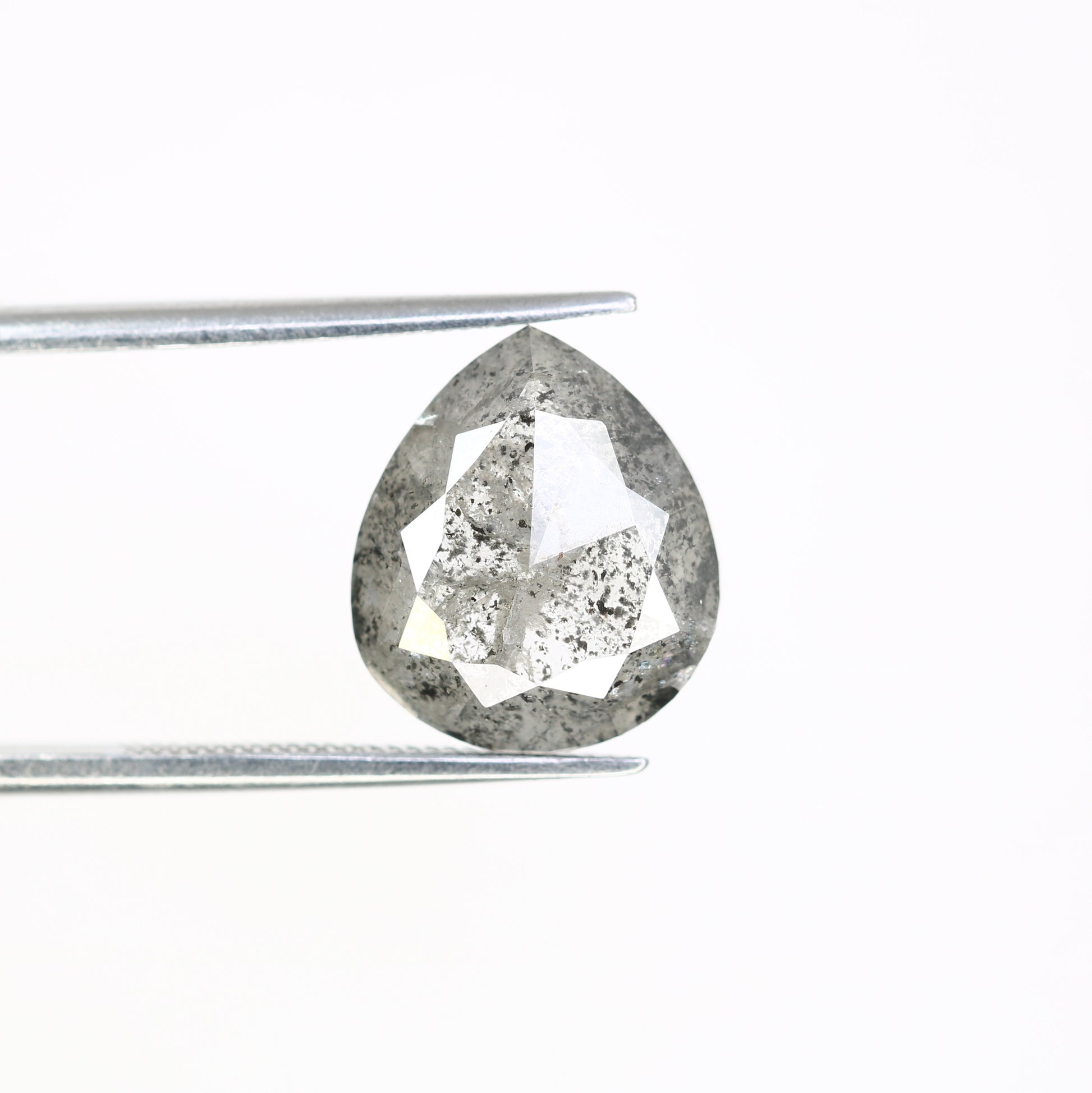 4.20 CT 12.10 MM Pear Shape Natural Salt And Pepper Loose Diamond For Engagement Ring - JayKrishna Diamond
