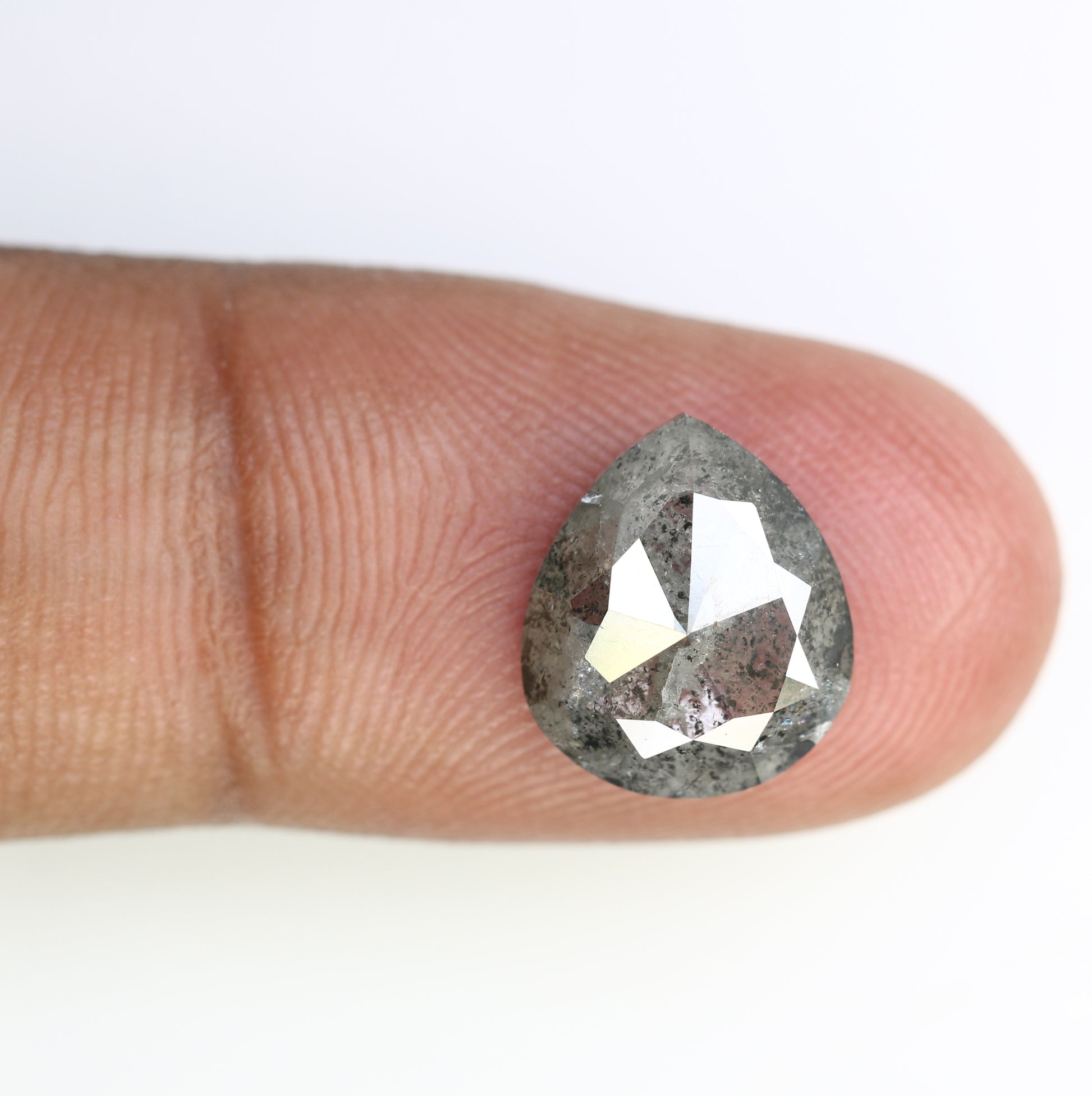 4.20 CT 12.10 MM Pear Shape Natural Salt And Pepper Loose Diamond For Engagement Ring - JayKrishna Diamond