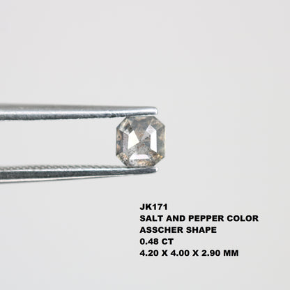 0.48 Carat Salt And Pepper Asscher Shape Natural Loose Diamond For Wedding Ring - JayKrishna Diamond