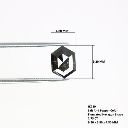 2.73 CT Elongated Hexagon Shape Salt And Pepper 9.20 MM Diamond For Wedding Band - JayKrishna Diamond