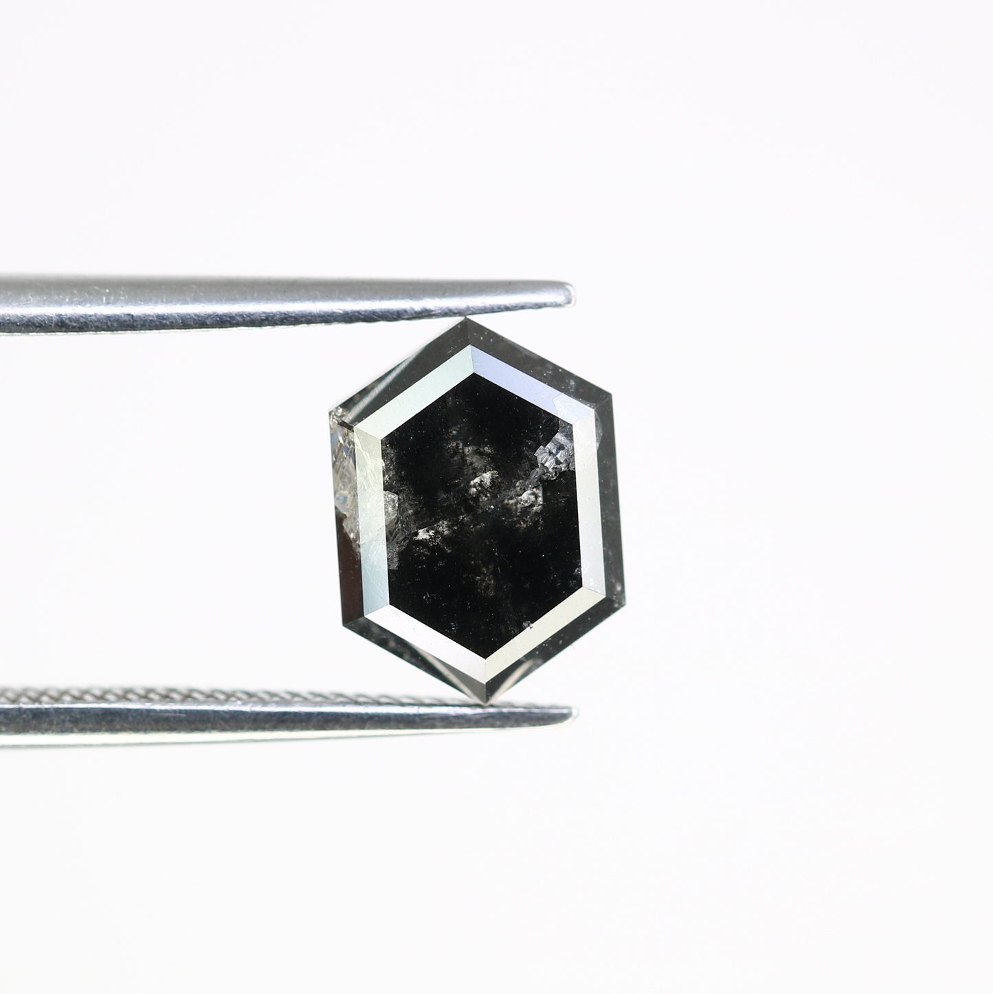 2.73 CT Elongated Hexagon Shape Salt And Pepper 9.20 MM Diamond For Wedding Band - JayKrishna Diamond