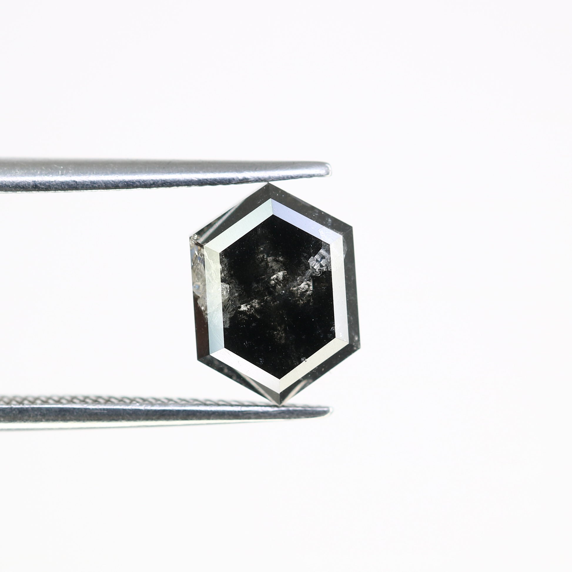 2.73 CT Elongated Hexagon Shape Salt And Pepper 9.20 MM Diamond For Wedding Band - JayKrishna Diamond
