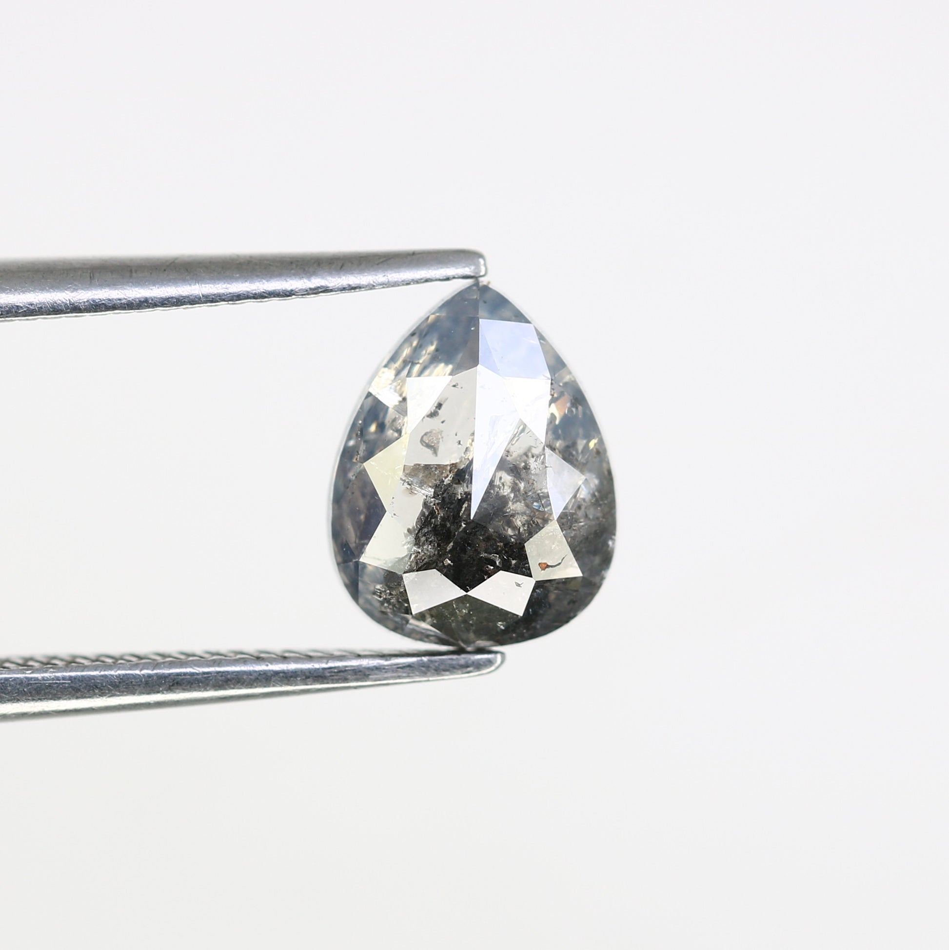 1.40 CT 8.00 MM Pear Shape Salt And Pepper Diamond For Proposal Ring - JayKrishna Diamond