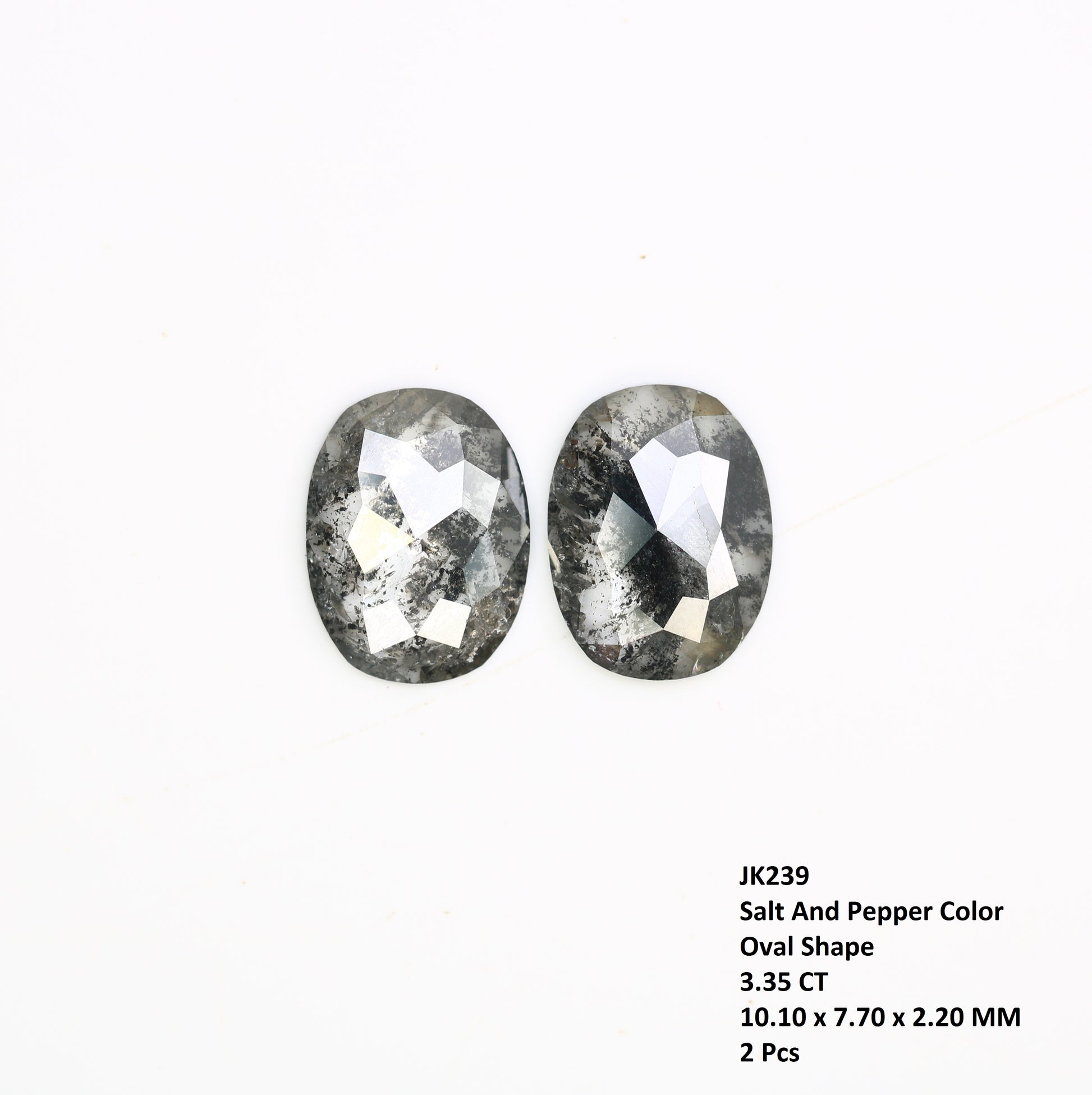 3.35 CT Oval Shape 10.10 MM Salt And Pepper Pair Diamond For Designer Earrings - JayKrishna Diamond