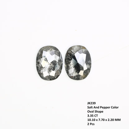3.35 CT Oval Shape 10.10 MM Salt And Pepper Pair Diamond For Designer Earrings - JayKrishna Diamond