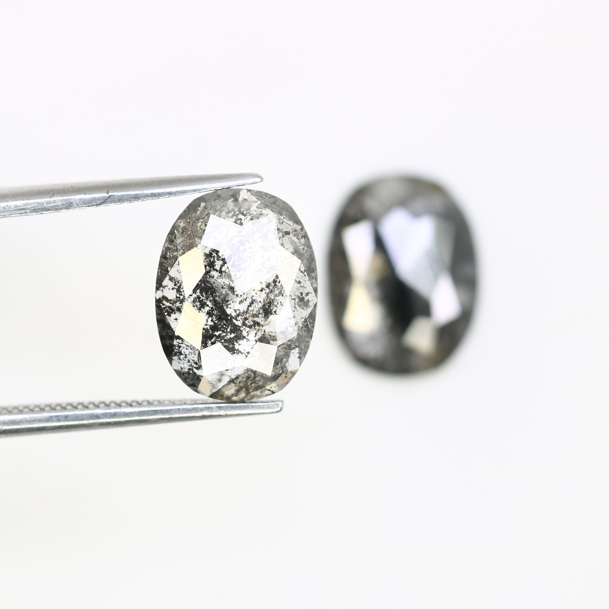 3.35 CT Oval Shape 10.10 MM Salt And Pepper Pair Diamond For Designer Earrings - JayKrishna Diamond